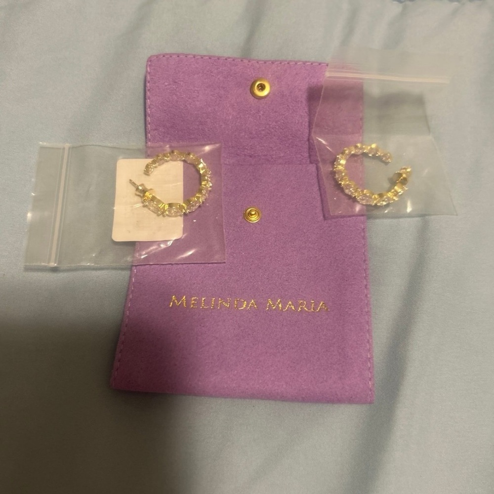 Melinda Maria Gold and Crystal Hoop Earrings